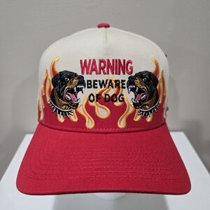 Red and White 'Beware of Dog' Trucker Hat